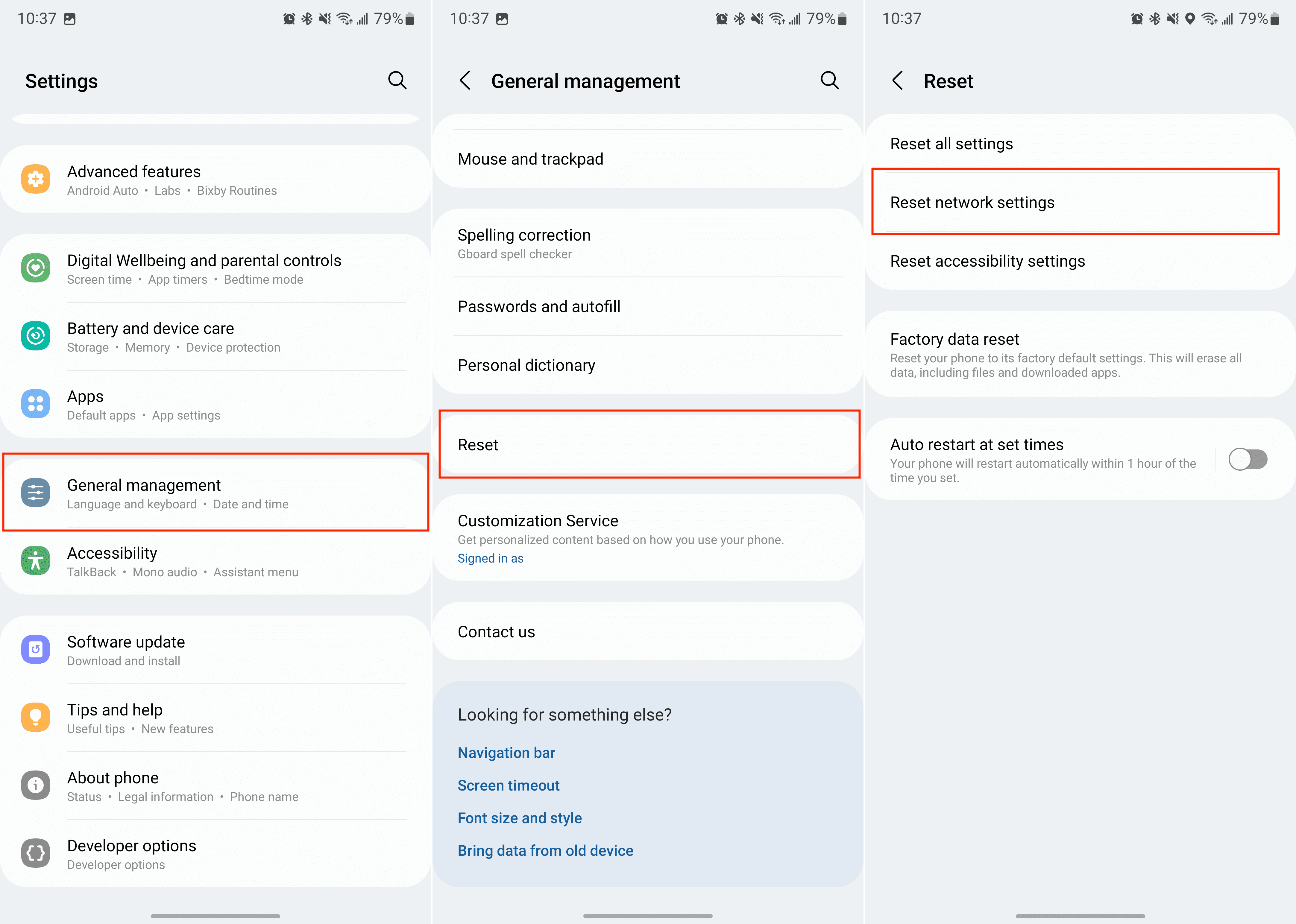 Reset network settings